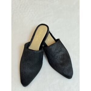 Diba True Women’s Sz 7 Black High Up Calf Hair Slip-on Mule Flats Dress Shoe